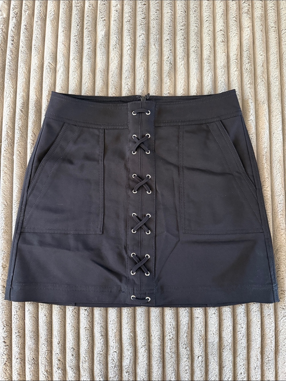 Express Black Lace-Up Front Mini Skirt